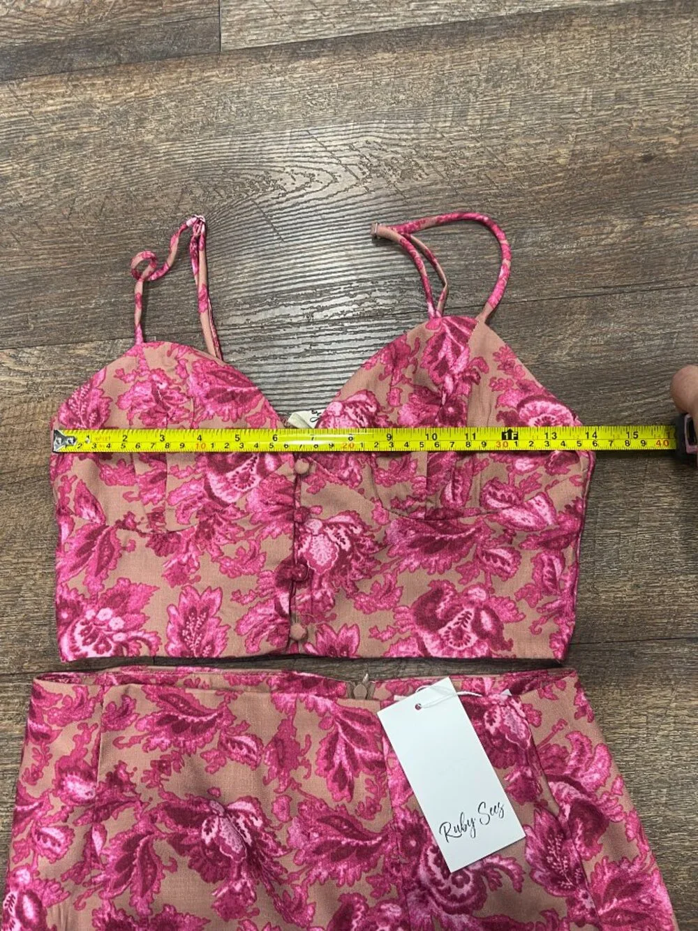 Pink Floral Coquette Matching Set Bustier Crop Top Mini Skirt NWT Size 8